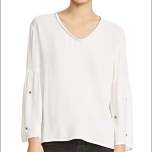 Maje Fluted Bee-Embellished Crepe Blouse